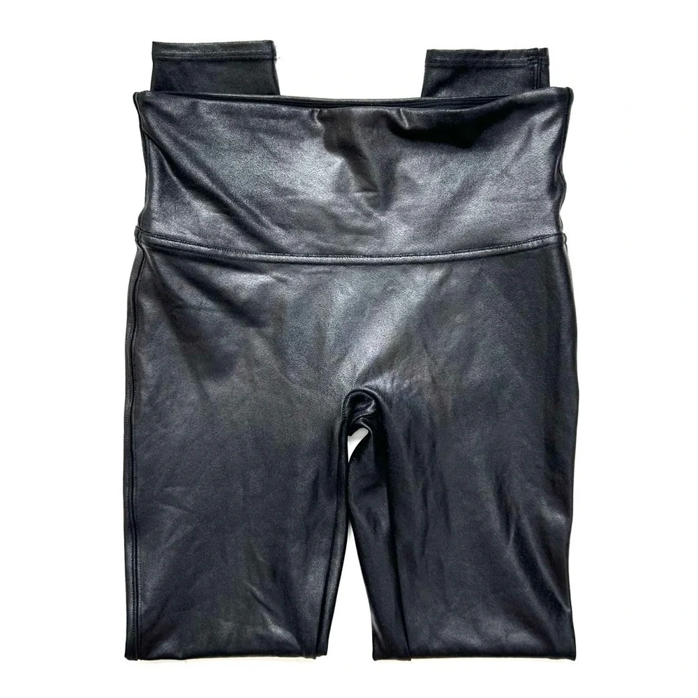 Spanx Faux Leather Leggings High Rise Full Length Size Medium